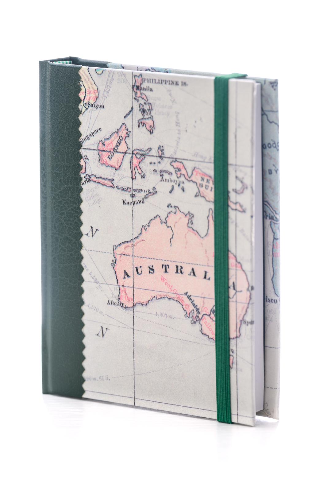 Cuaderno Mapamundi A7 – Encuadernación Cartoné, Papel Reciclado y Diseño Exclusivo