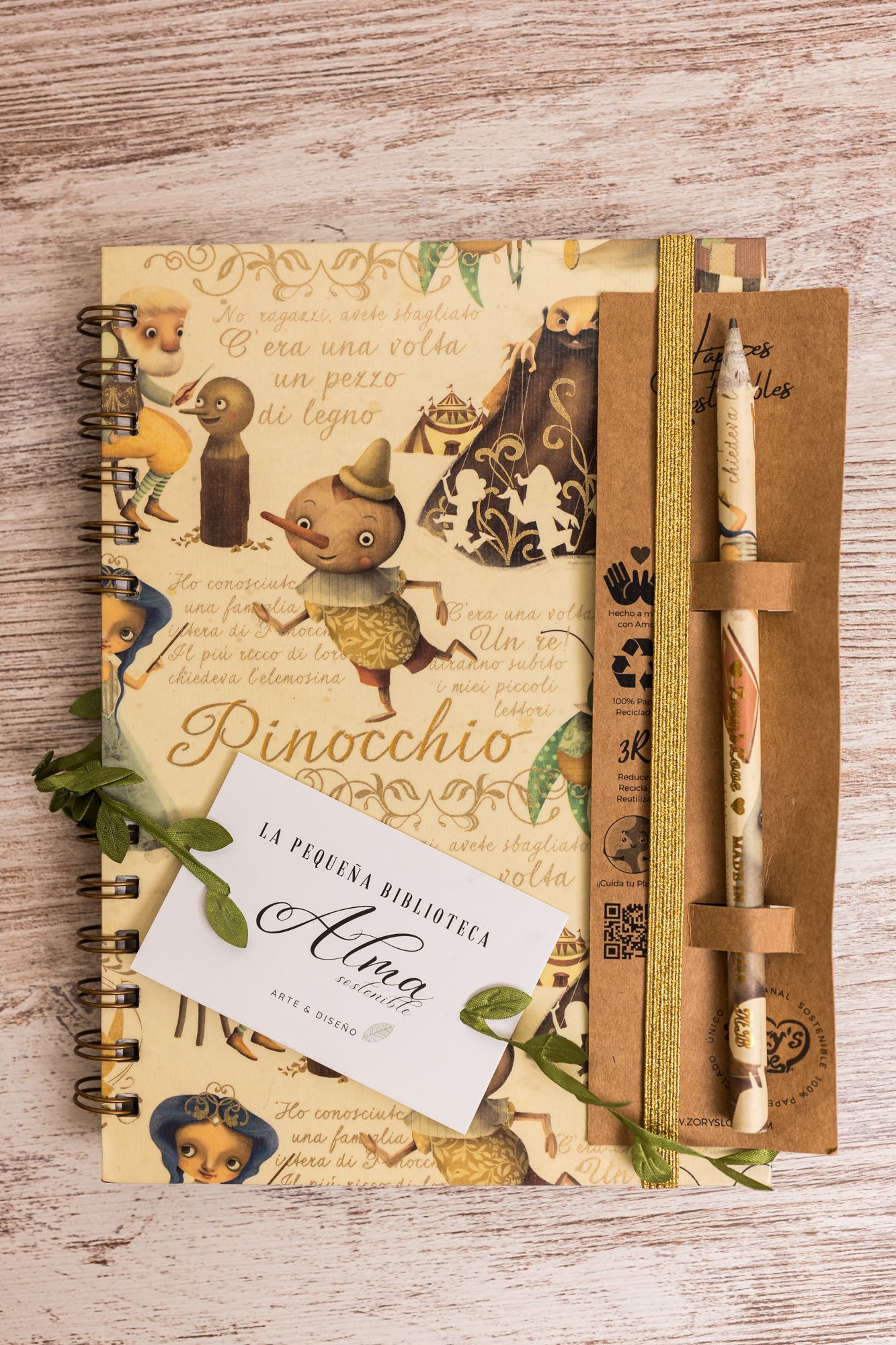 🌿 Pack Sostenible: Cuaderno y Lápiz de Peter Pan, Pinocho y El Principito 🌿