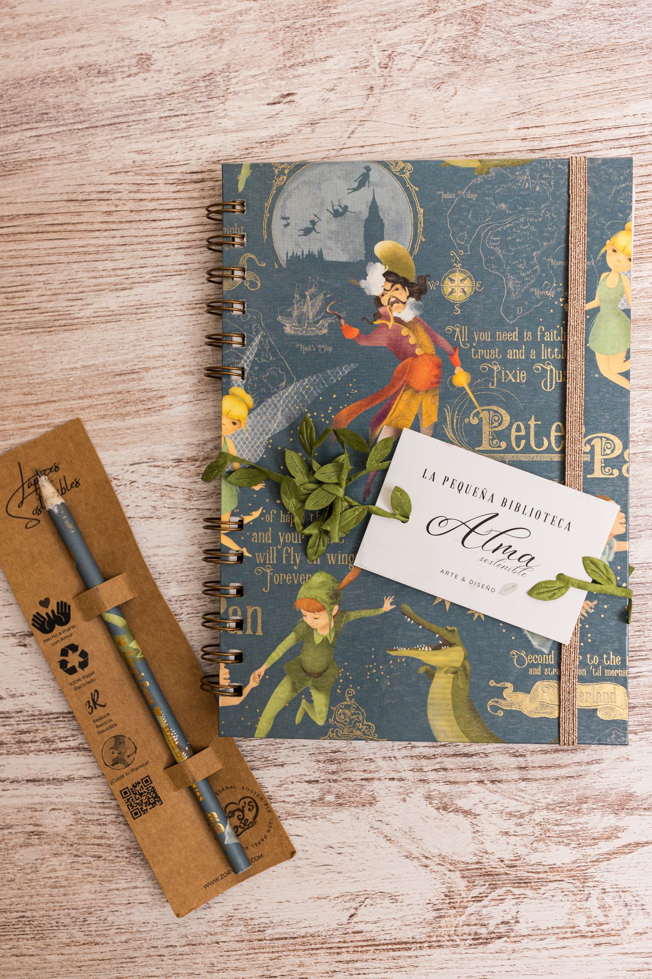🌿 Pack Sostenible: Cuaderno y Lápiz de Peter Pan, Pinocho y El Principito 🌿